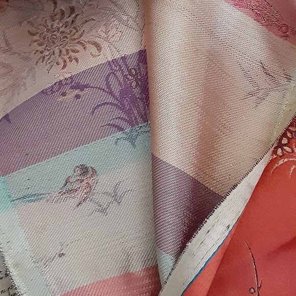 SOLD Vintage Chinoiserie Silky Brocade Fabric - Picture 7 of 8